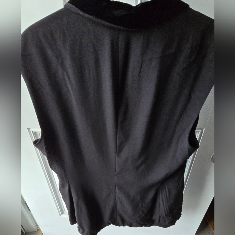 Sahza By Saks Fifth Avenue Black Tuxedo Vest Velvet Lapel Black 14 Made In Italy - Picture 2 of 12